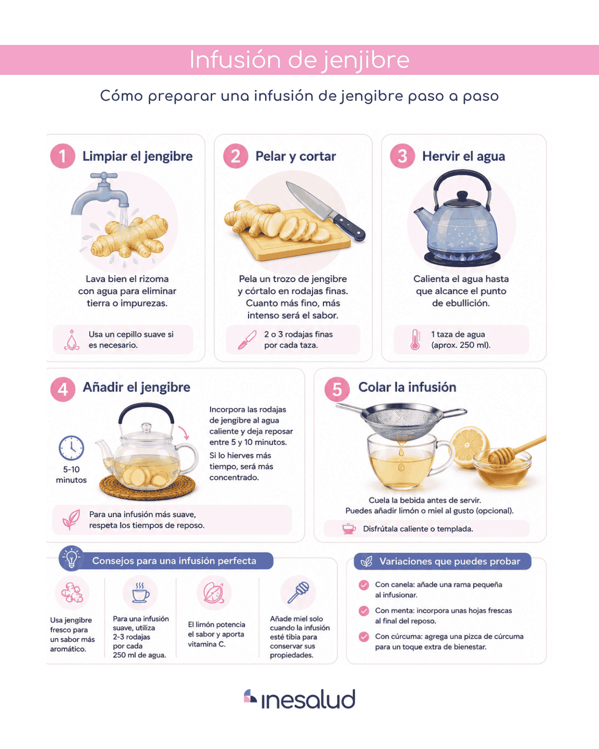 preparación de infusión de jengibre